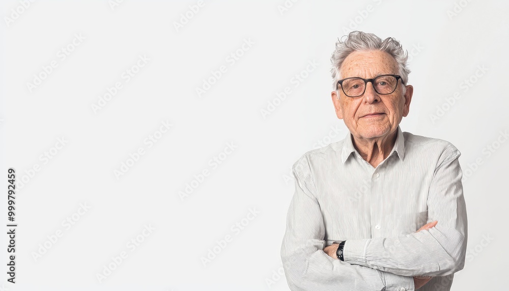 Elderly man with glasses on white background Elderly man with glasses on white background