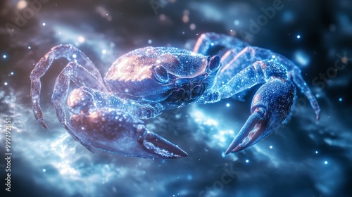 Glowing Crab in Ocean photo