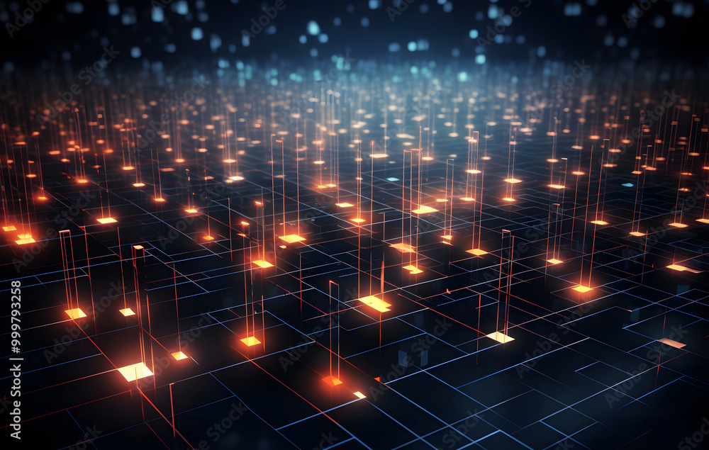 Obraz premium Fractal lights in a digital space create an abstract backdrop of energy and symmetry, showcasing a vibrant interplay of technology and motion