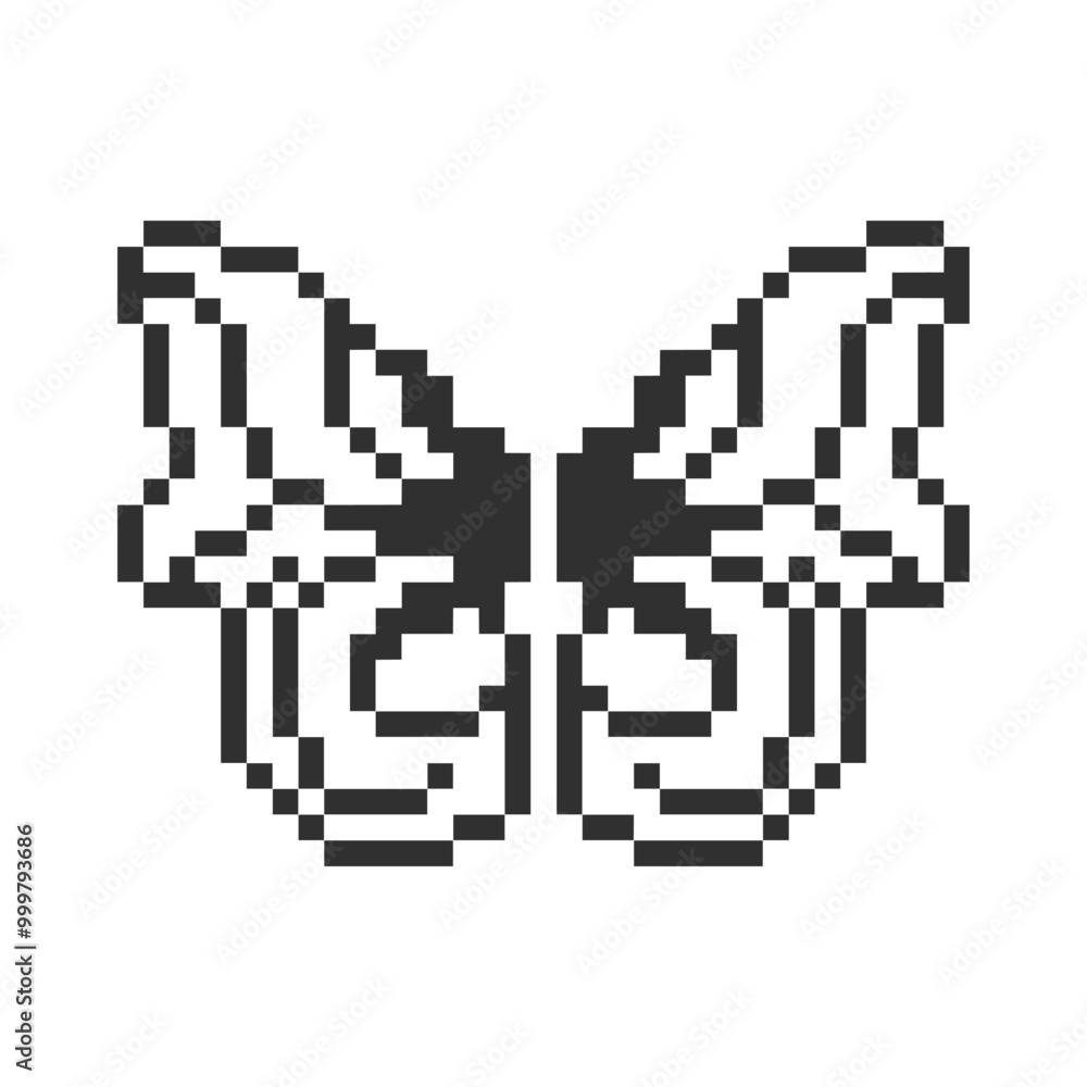 Fototapeta premium cute monochrome butterfly wings pixel art