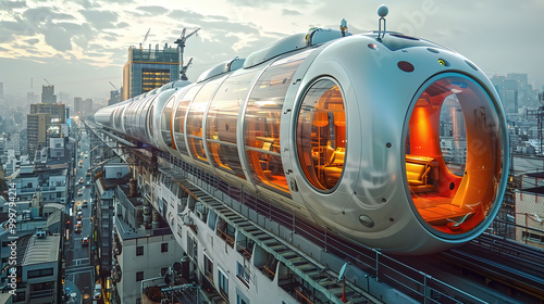 High speed modern train in ...
