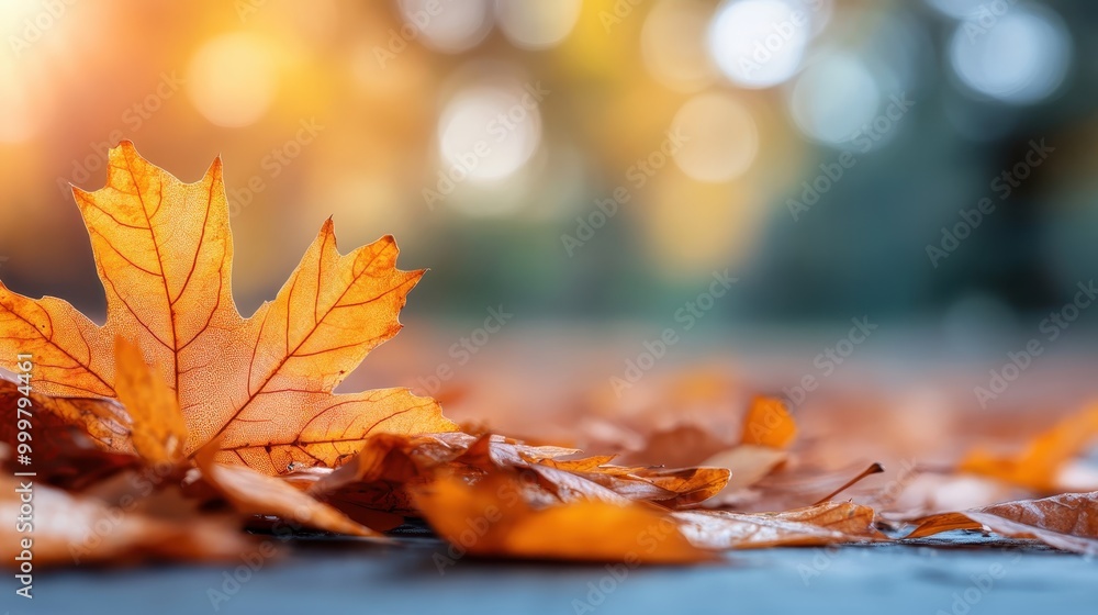 A close-up photograph of vibrant autumn leaves in shades of orange and yellow with a soft bokeh background, reflecting the serene and delicate beauty of the fall season. A close-up photograph of vibrant autumn leaves in shades of orange and yellow with a soft bokeh background, reflecting the serene and delicate beauty of the fall season.