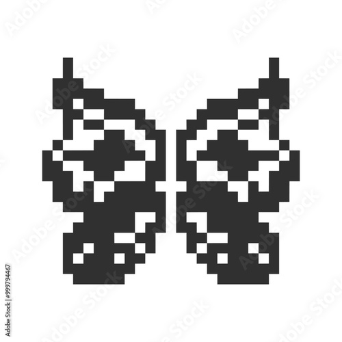 cute monochrome butterfly wings pixel art