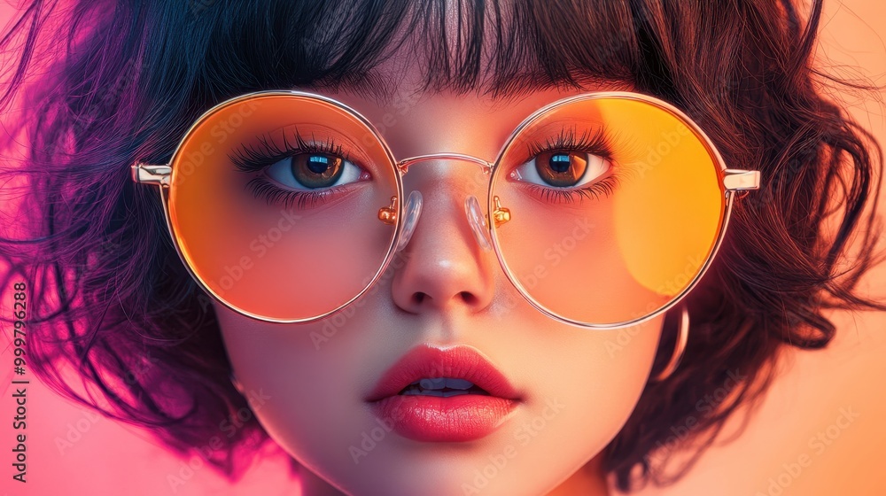 Stylish User Trying Trendy Glasses in a Chic Setting Stylish User Trying Trendy Glasses in a Chic Setting