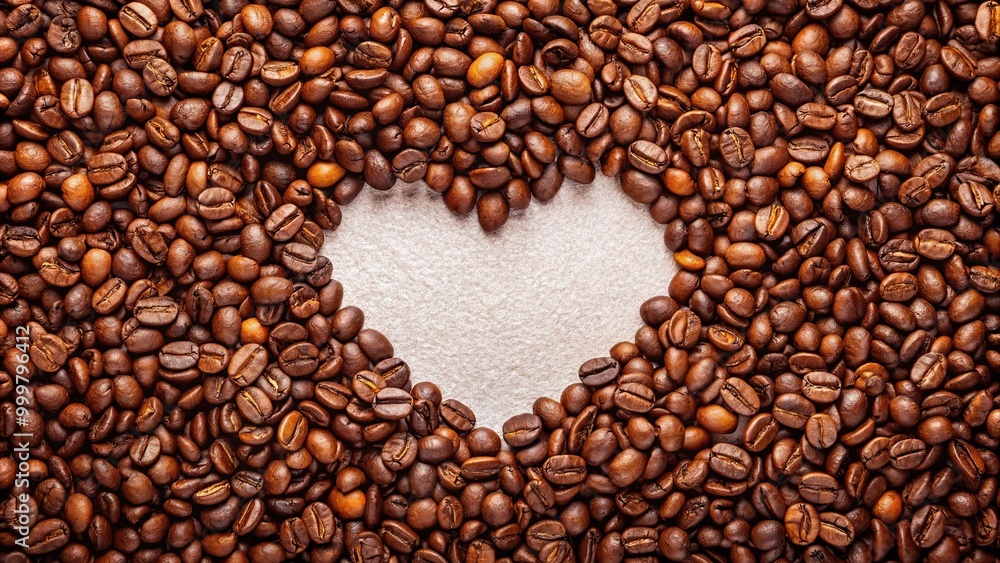 Heart shaped coffee beans in a frame forming a heart shape Heart shaped coffee beans in a frame forming a heart shape