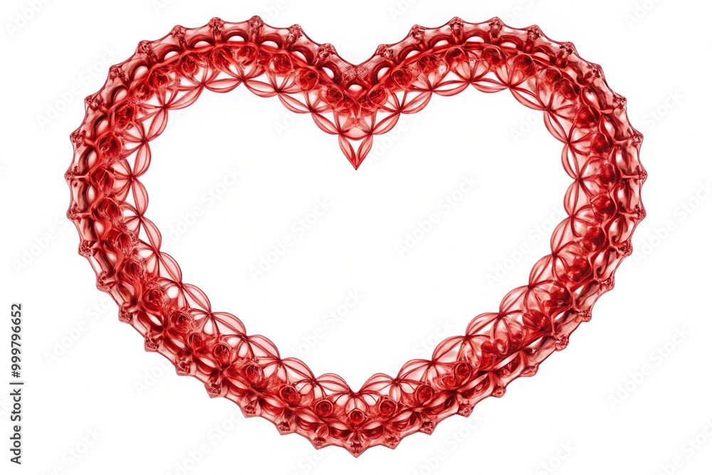 Obraz premium Heart shaped frame with red paths on white background