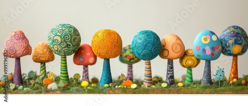 Vibrant Tree Toy Collection in Whimsical Play Scene photo