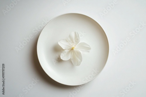 White Flower on White Plate