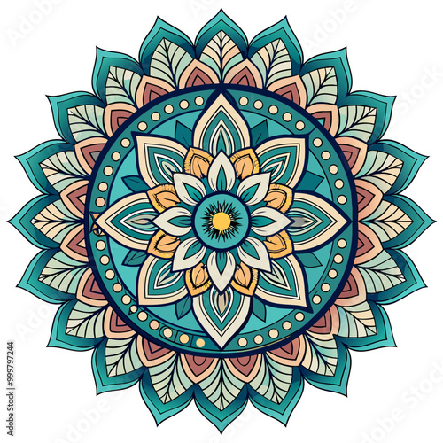 Round mandala for coloring on white background