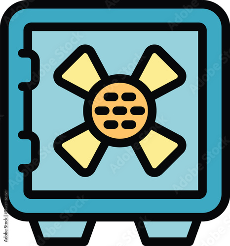 This icon illustration features a bank vault, symbolizing the safeguarding of financial assets