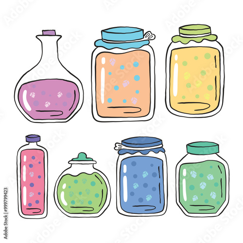 handdrawn doodle jars illustration