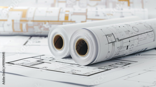 Plotter paper rolls for printing large-format architectural drawings photo