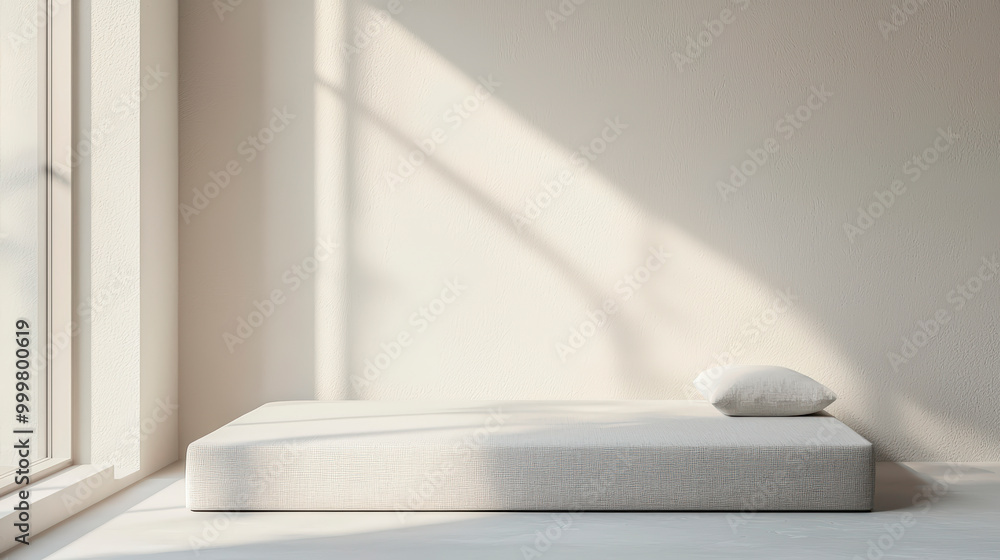 Mattress On Smooth Light Gray Surface For Sleeping Mattress On Smooth Light Gray Surface For Sleeping