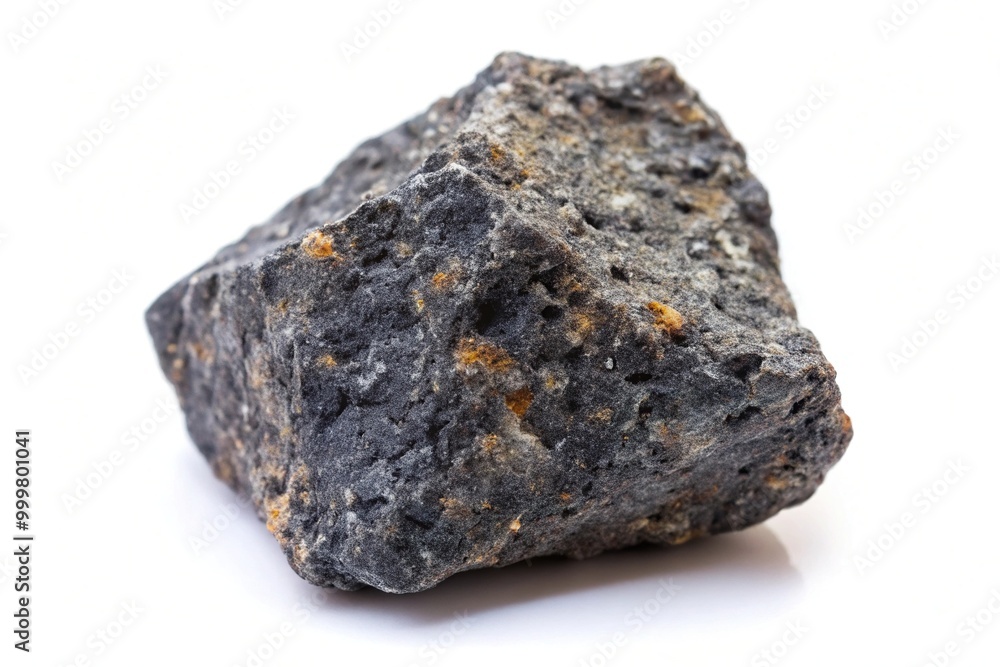 High angle basalt rock specimen stone isolated on white background High angle basalt rock specimen stone isolated on white background