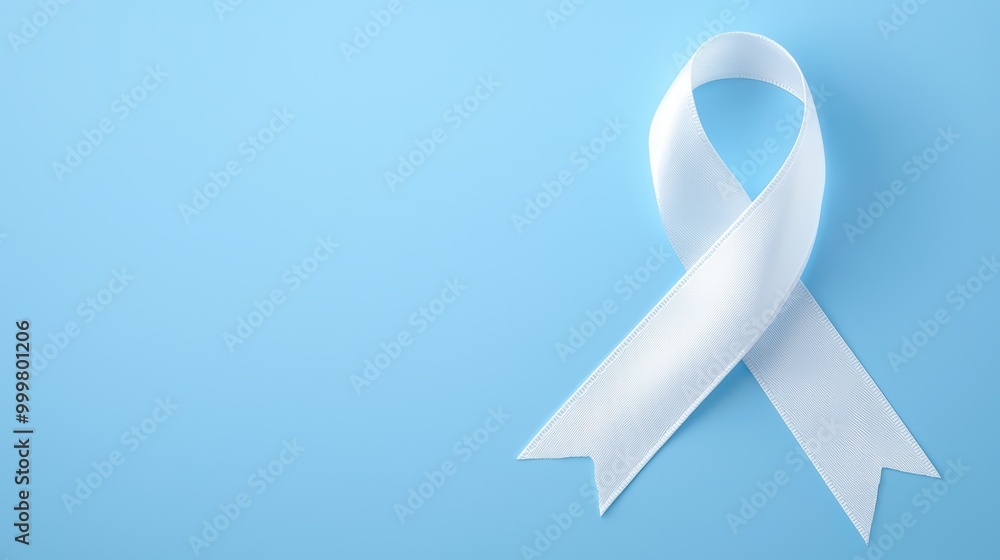 White awareness ribbon on a blue background White awareness ribbon on a blue background