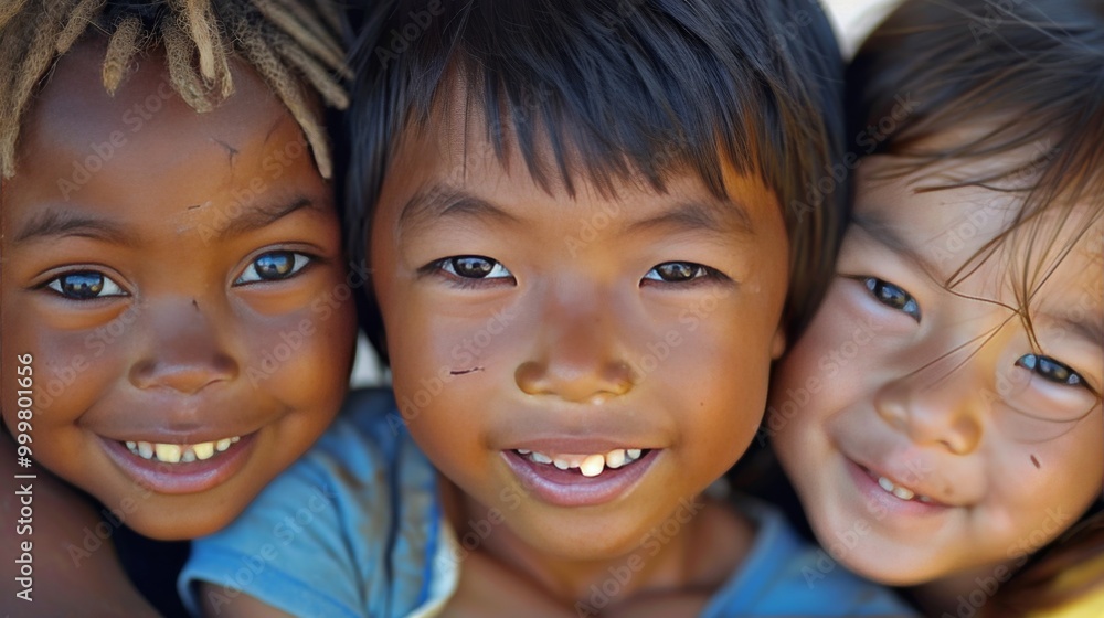 Three happy children of varied ethnicities Three happy children of varied ethnicities