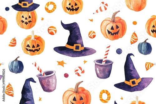 Hand drawn watercolor vector illustrations. Set of fall leaves, pumpkins, berries, mushrooms. Forest design elements. Hello Autumn! Perfect for seasonal advertisement, invitations, cards

