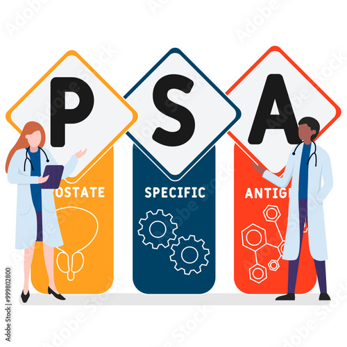  psa - prostate specific antigen acronym. medical concept background. vector illustration concept with keywords and icons. lettering illustration with icons for web banner, flyer, landing