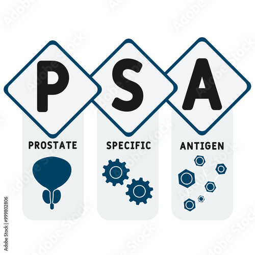 psa - prostate specific antigen acronym. medical concept background. vector illustration concept with keywords and icons. lettering illustration with icons for web banner, flyer, landing