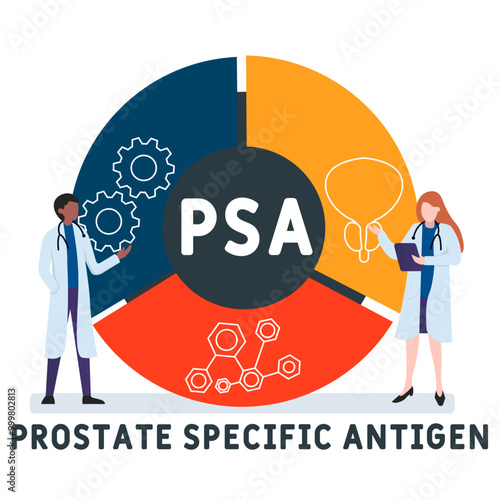  psa - prostate specific antigen acronym. medical concept background. vector illustration concept with keywords and icons. lettering illustration with icons for web banner, flyer, landing