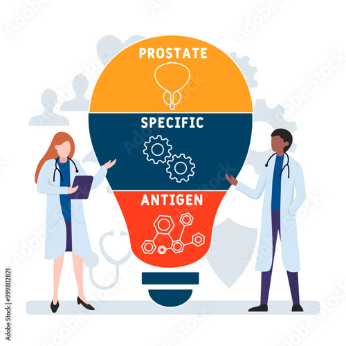 psa - prostate specific antigen acronym. medical concept background. vector illustration concept with keywords and icons. lettering illustration with icons for web banner, flyer, landing