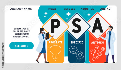psa - prostate specific antigen acronym. medical concept background. vector illustration concept with keywords and icons. lettering illustration with icons for web banner, flyer, landing