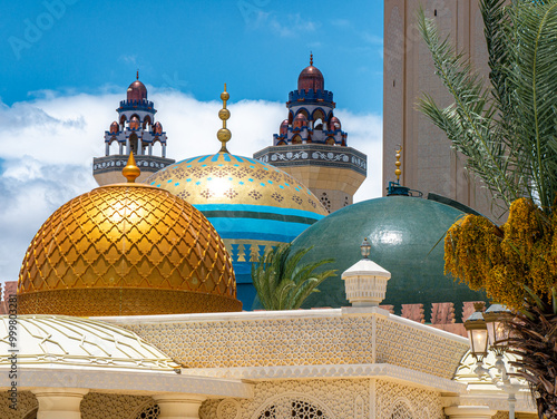 Colorful domes on the Great Mosque of Touba, Senegal photo