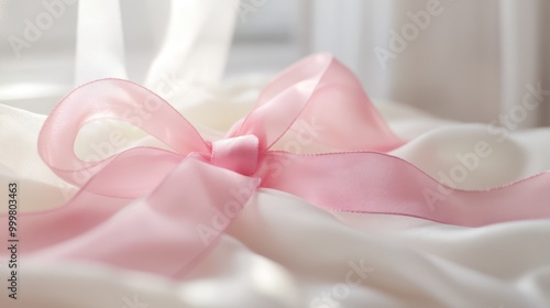 Delicate Pink Ribbon on Satin