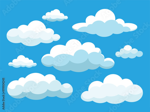 Cloud vector pack, flat cloud illustration set.