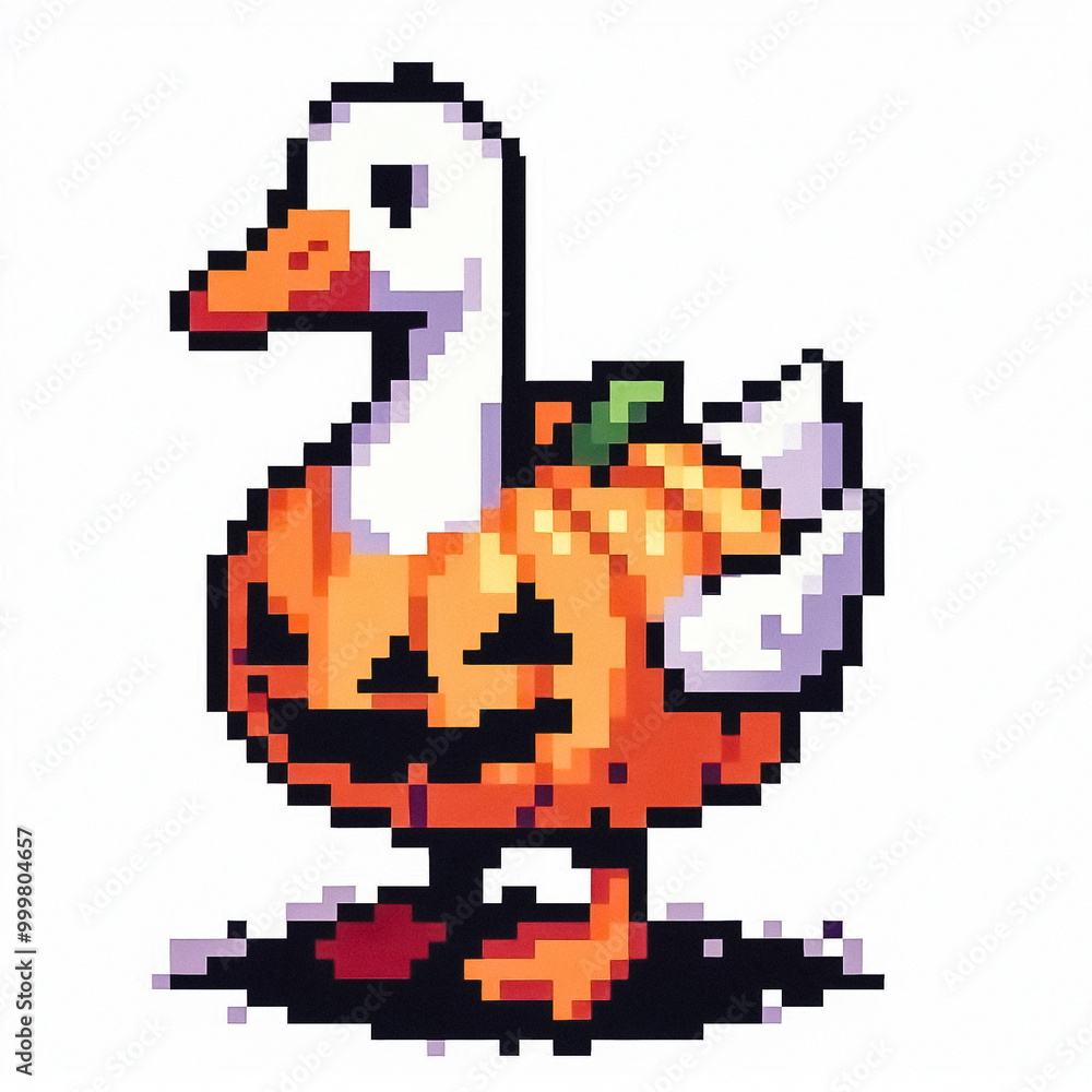 duck in a pumpkin illustration pixel art style duck in a pumpkin illustration pixel art style