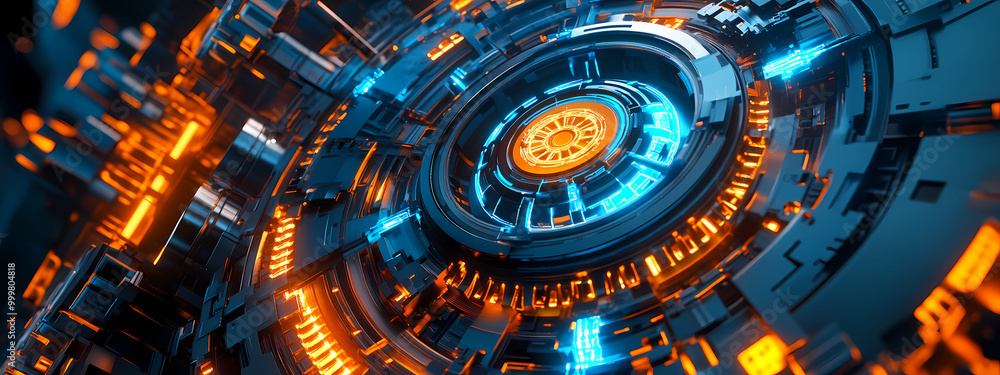 Fototapeta premium Complex Futuristic Gear System in High-Tech Setting