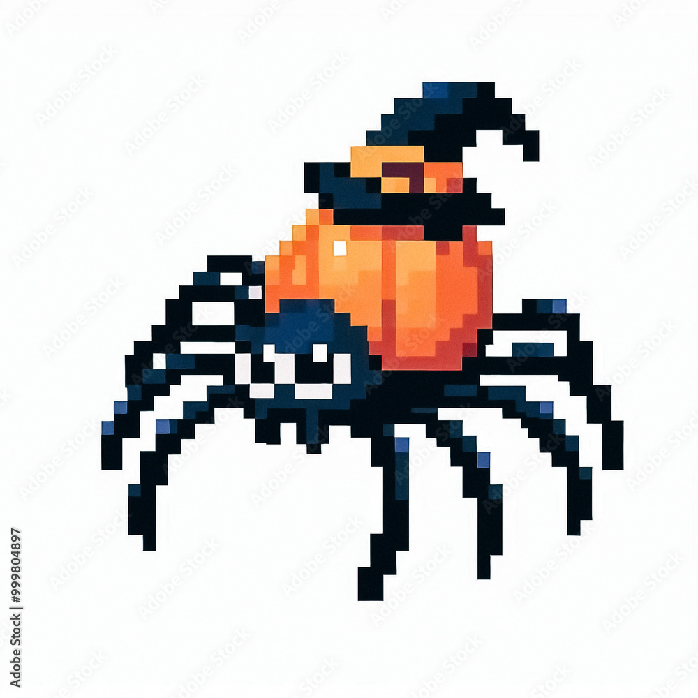 spider  halloween illustration pixel art style
