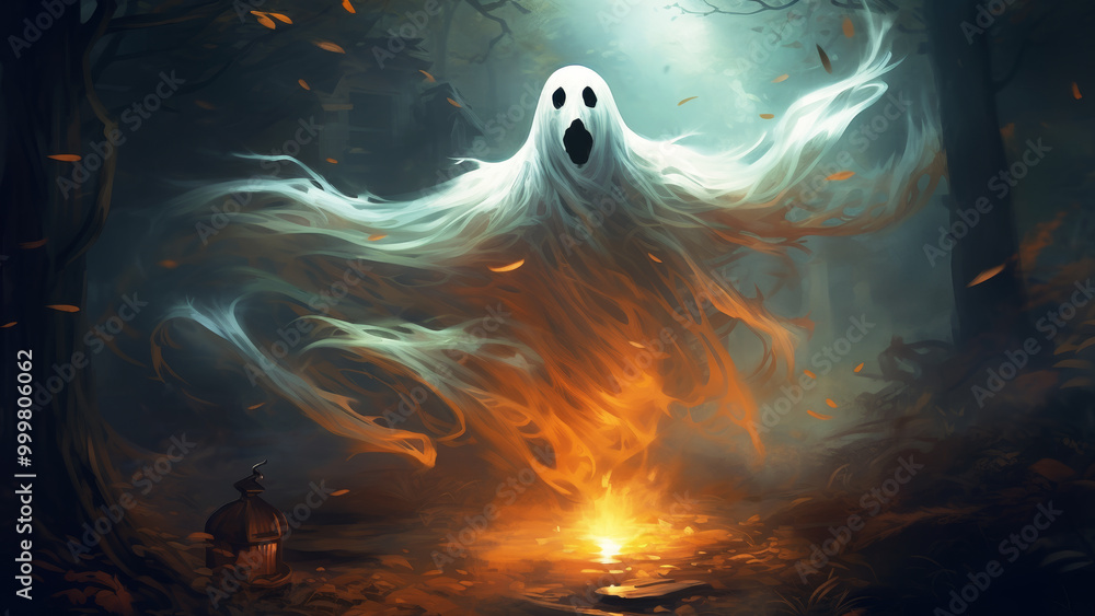 A terrible ghost, monster, undead. Horror background in gray tones. Gen Art A terrible ghost, monster, undead. Horror background in gray tones. Gen Art