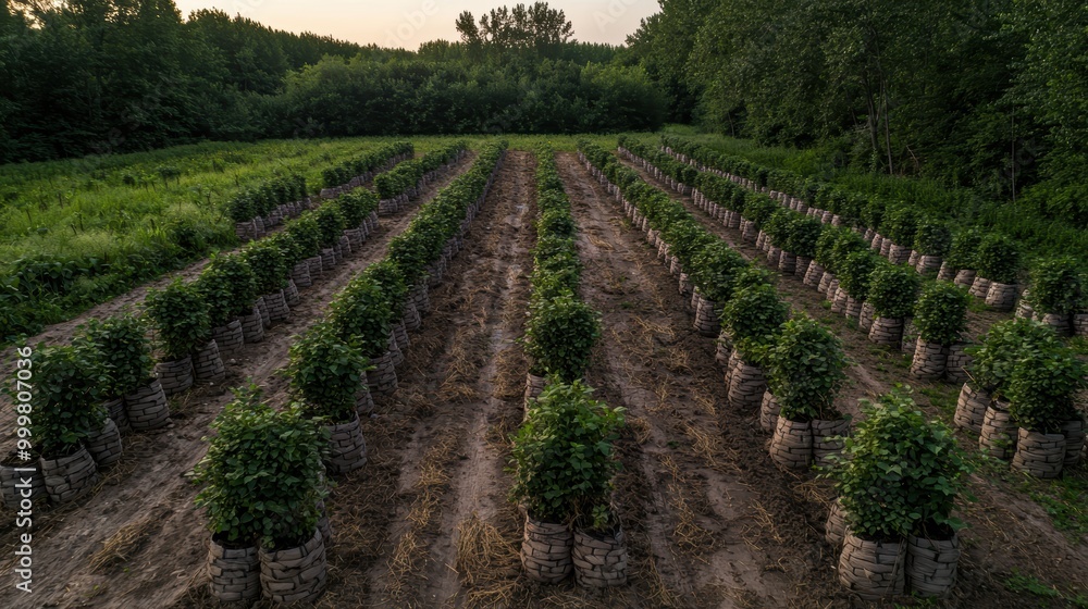 Aerial shot of a farm field with multiple smart scarecrows deployed highlighting the interconnectedness of IoT devices for enhanced security and crop protection Aerial shot of a farm field with multiple smart scarecrows deployed highlighting the interconnectedness of IoT devices for enhanced security and crop protection