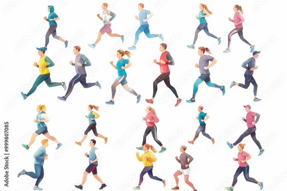 A group of people in motion, running together, possibly participating in a race or fitness event A group of people in motion, running together, possibly participating in a race or fitness event