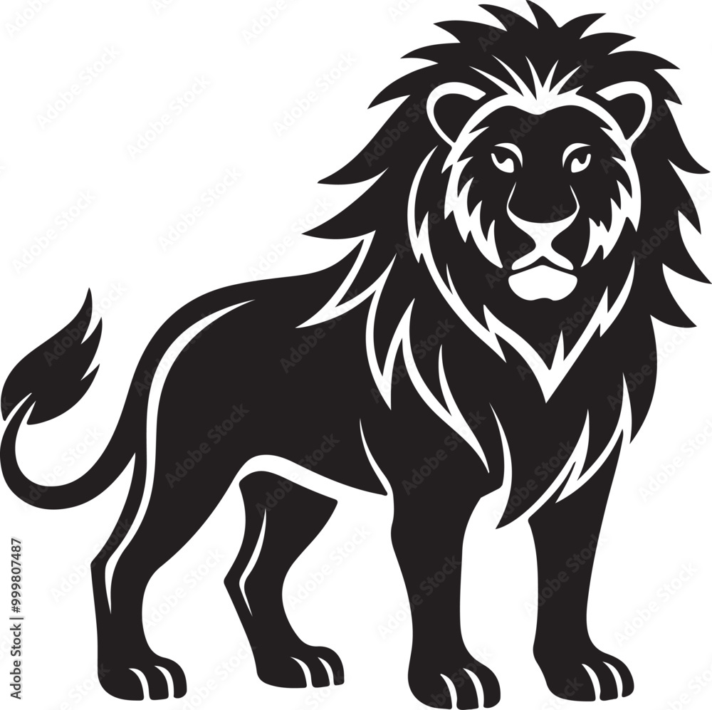 Fototapeta premium Black and white lion logo isolated on white background. Vector illustration.