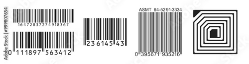 Barcode set isolated on transparent background