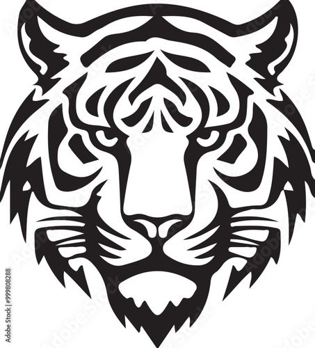 Tiger head isolated on white background. Vector illustration for your design.