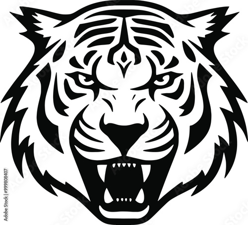 Tiger head isolated on white background. Vector illustration for your design. photo