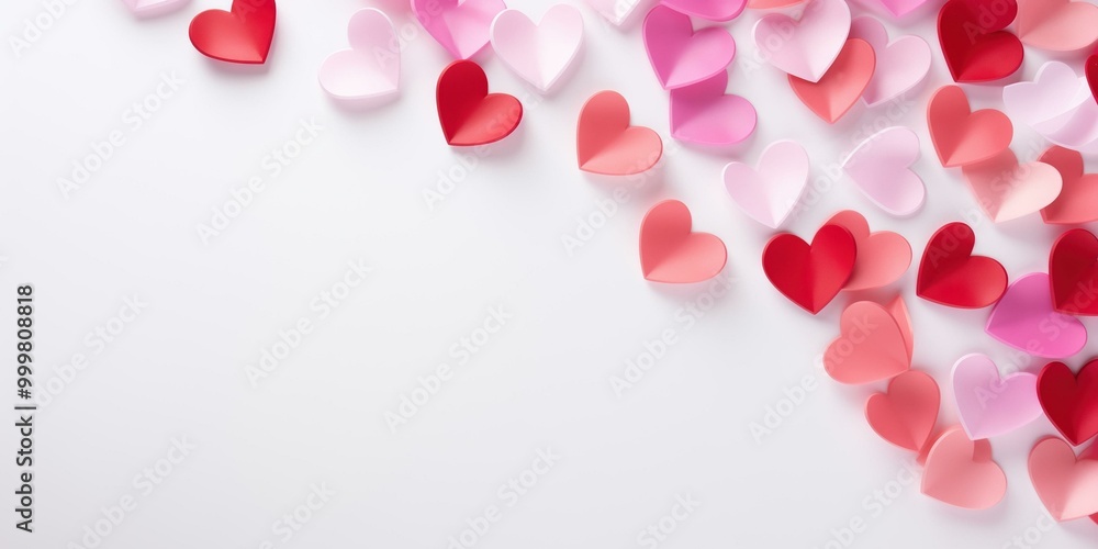Valentine's Day Background: Pink and Red Hearts on White Valentine's Day Background: Pink and Red Hearts on White