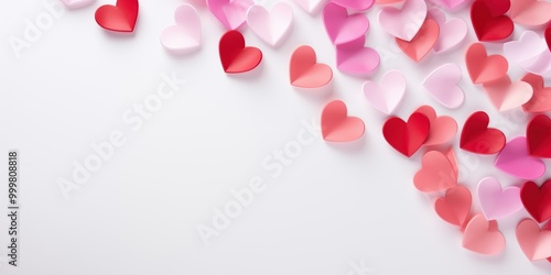 Valentine's Day Paper Hearts Border with Copy Space for Romantic Marketing and Greeting Card