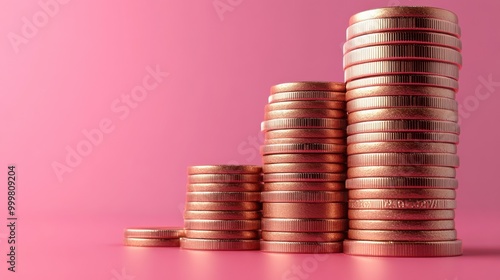 Gold Coins Stacked in a Rising Pattern - Financial Growth Concept