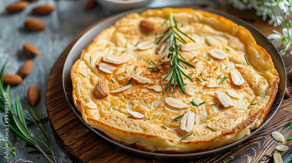 Baked pancake of almonds nuts and pistache Baked pancake of almonds nuts and pistache