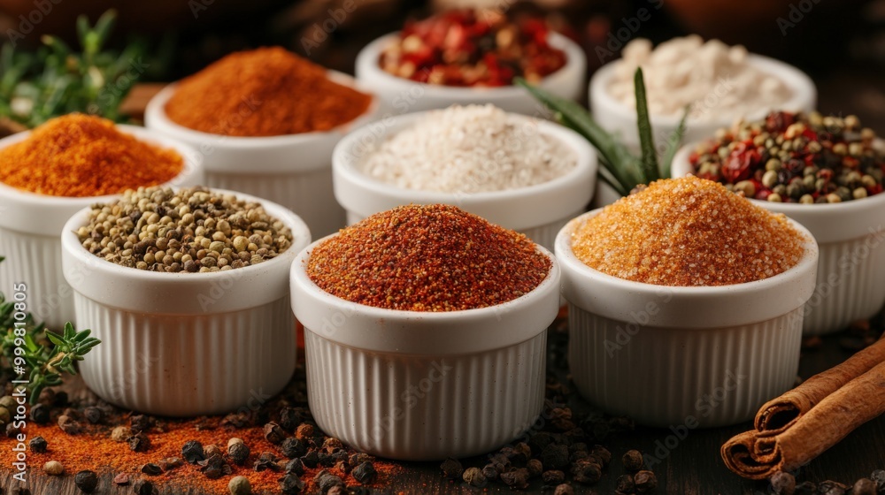 Spices and Seasonings in Bowls Spices and Seasonings in Bowls