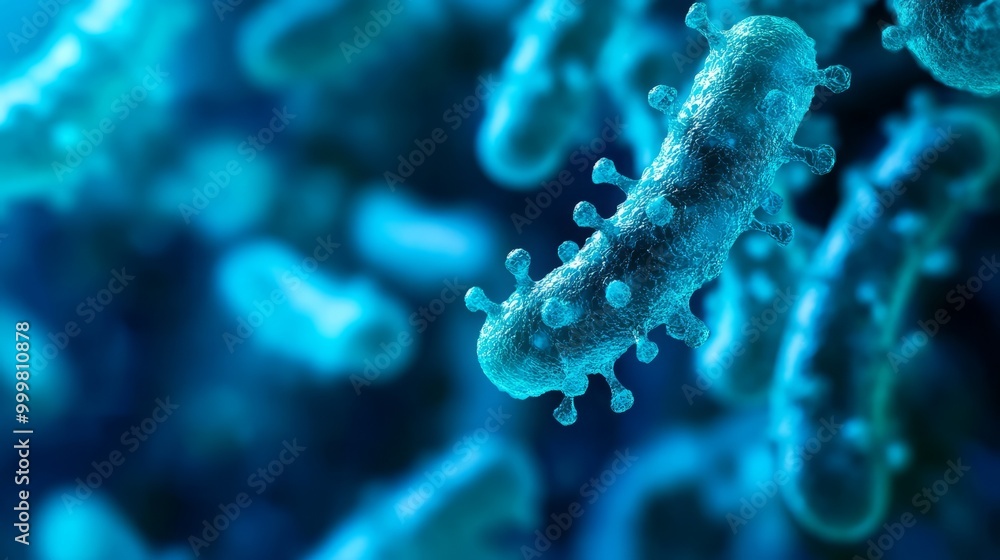 Fototapeta premium Microscopic Bacteria in Blue