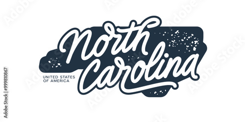 North Carolina. Hand drawn USA state name silhouette on white background. Modern typography for t shirt prints, posters, stickers, cards, souvenirs. Vector vintage illustration.
