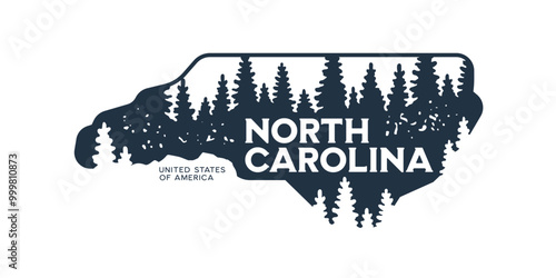 North Carolina. Hand drawn USA state name silhouette on white background. Modern typography for t shirt prints, posters, stickers, cards, souvenirs. Vector vintage illustration.
