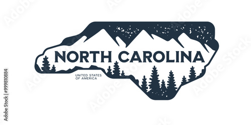 North Carolina. Hand drawn USA state name silhouette on white background. Modern typography for t shirt prints, posters, stickers, cards, souvenirs. Vector vintage illustration.