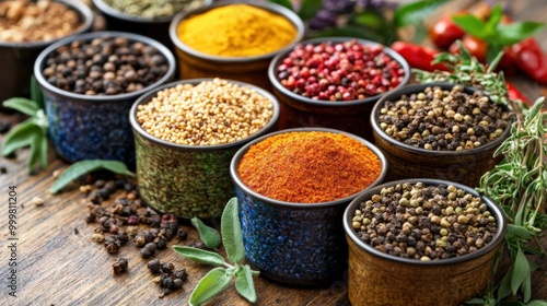 Organic Spices Displayed in Bowls