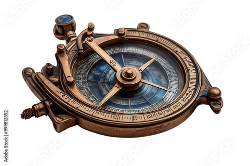 An antique brass compass resting on a black background, showcasing its intricate design and vintage charm.
